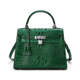 Alligator Embossed Leather Satchel/Shoulder Bag